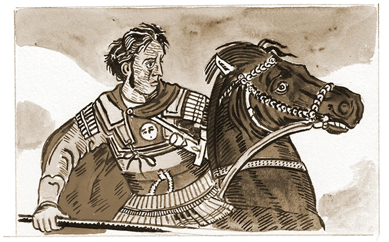 A drawing of a person riding a horse
AI-generated content may be incorrect.