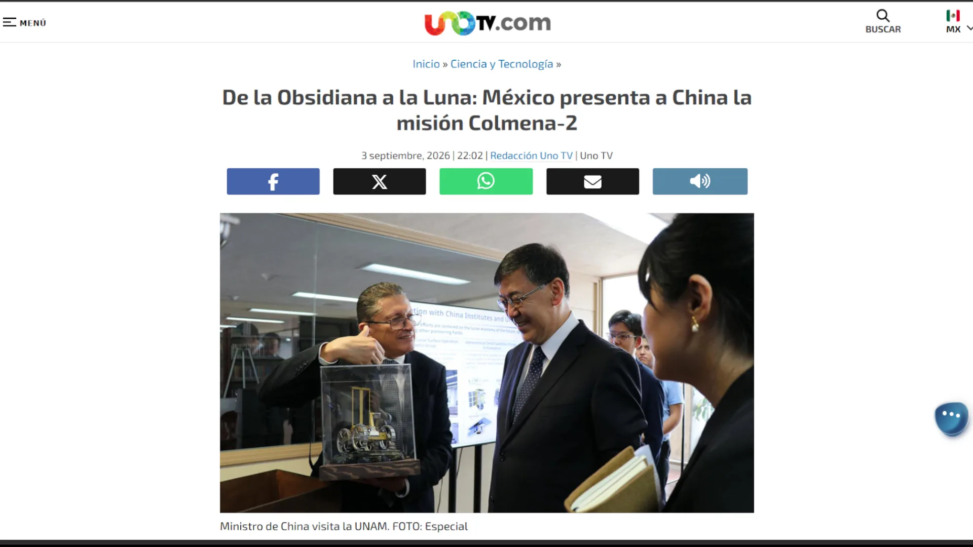 De la Obsidiana a la Luna: México presenta a China la misión Colmena-2