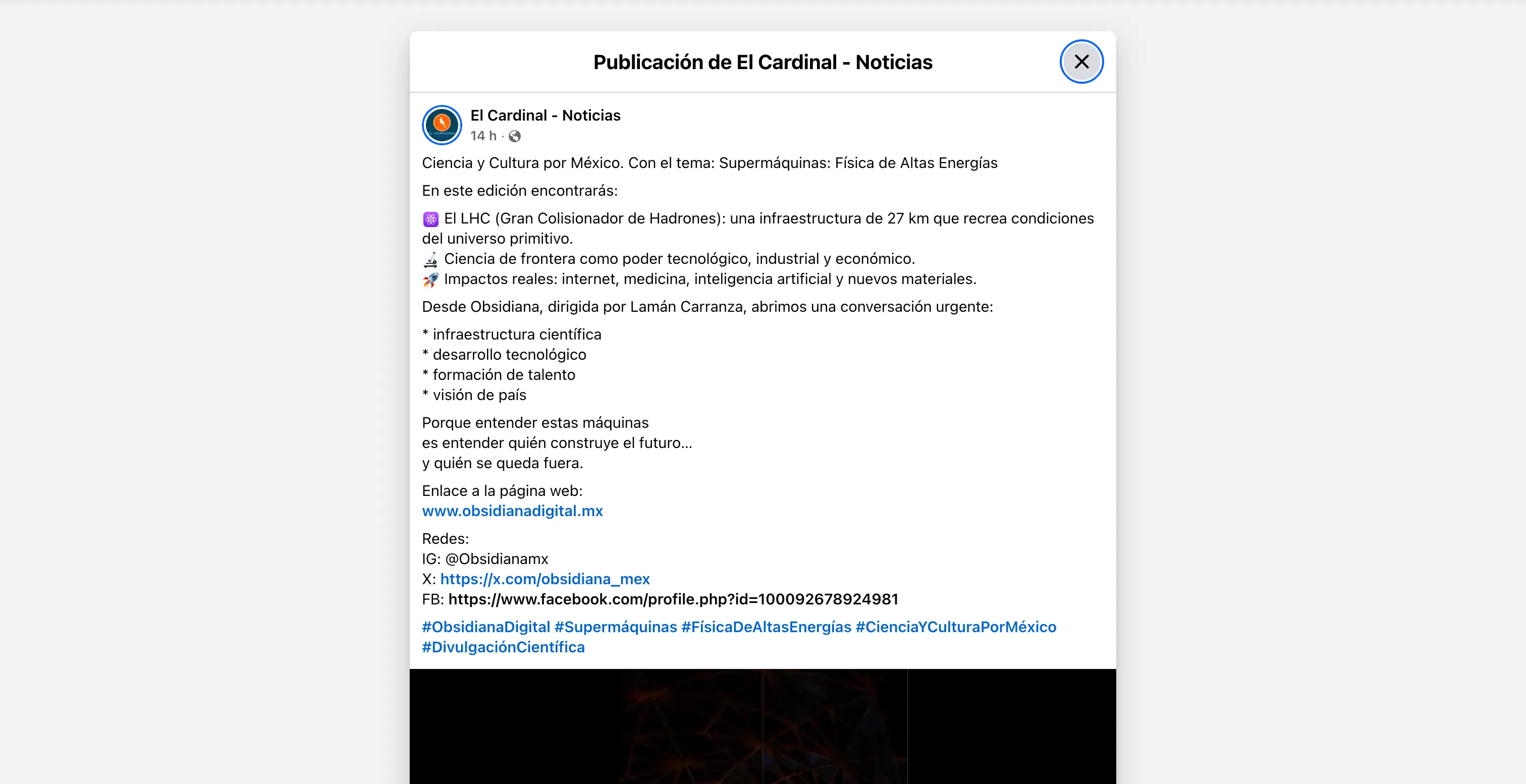 Ciencia y Cultura por México. Con el tema: Supermáquinas: Física de Altas Energías
