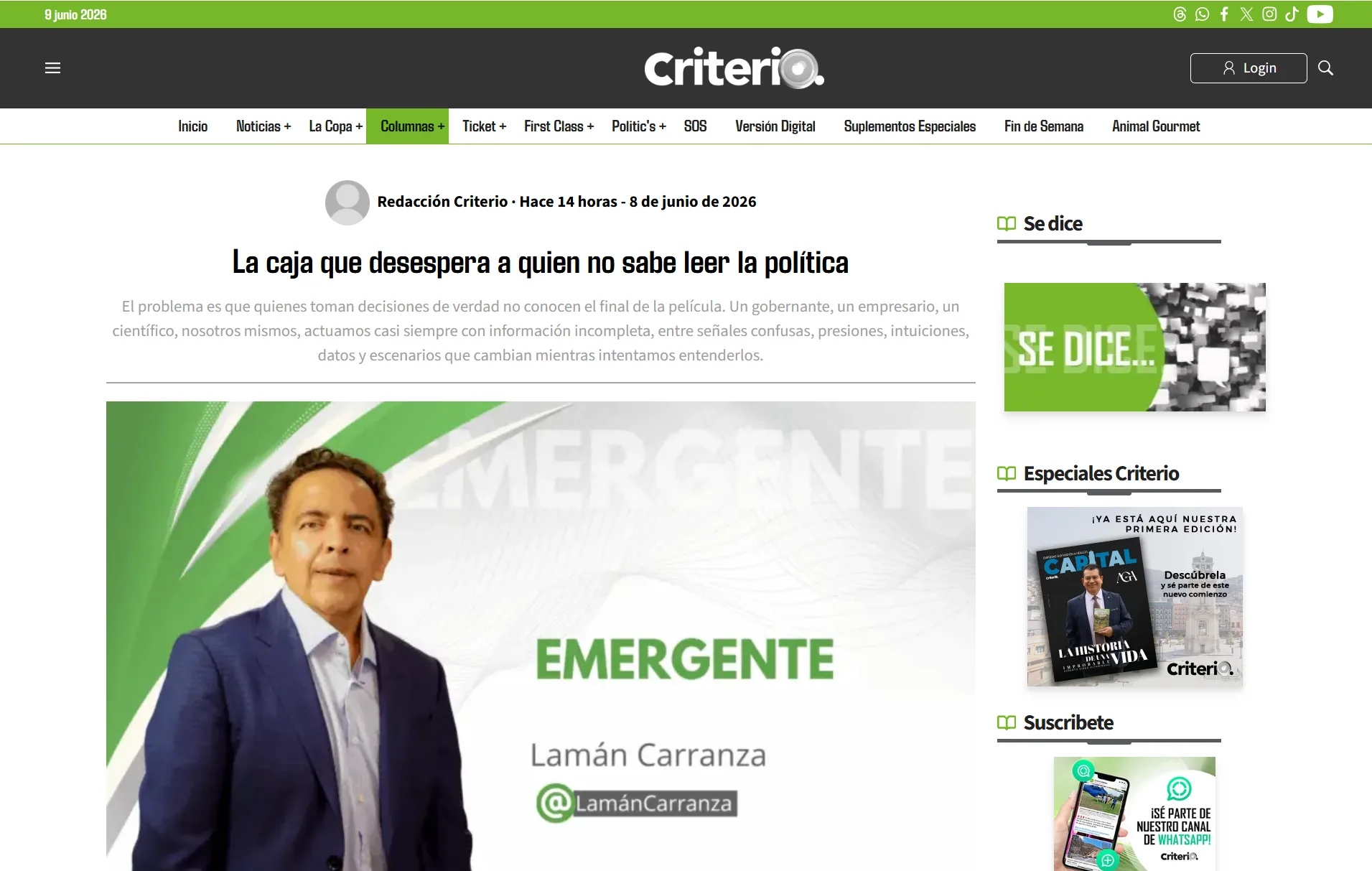 La caja que desespera a quien no sabe leer la política