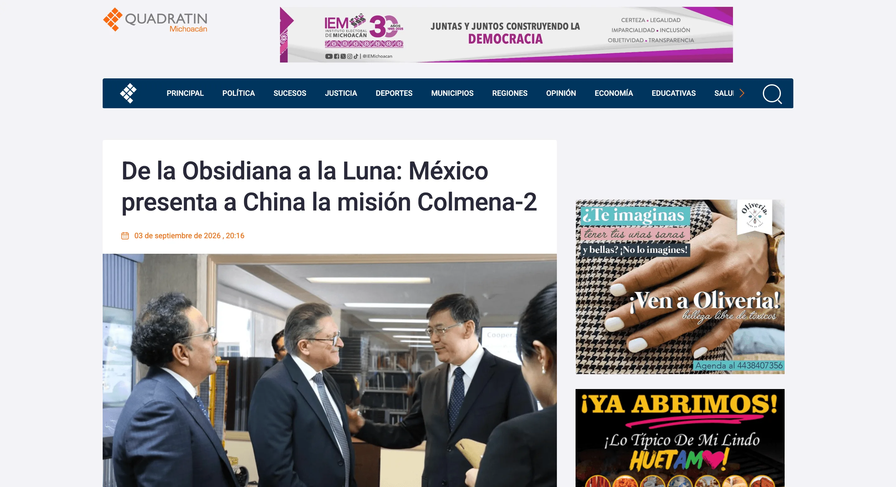 Edomex Quadratin: De la Obsidiana a la Luna: México presenta a China la misión Colmena-2