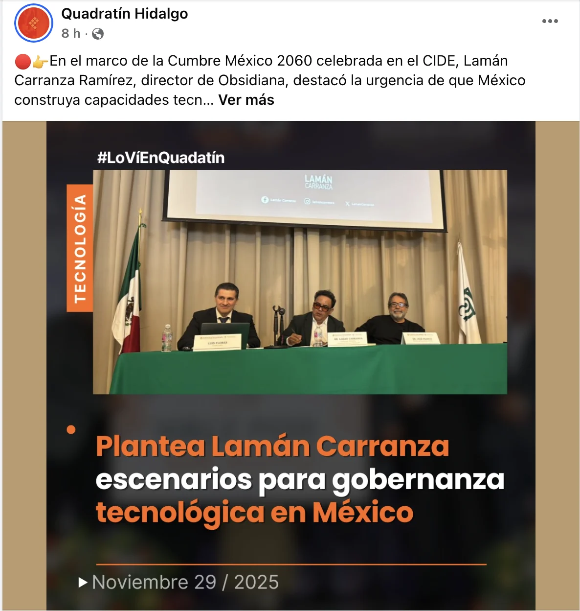 Plantea Lamán Carranza escenarios para gobernanza tecnológica en México
