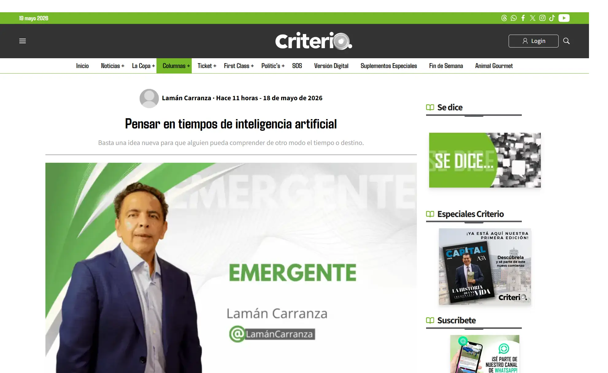 Pensar en tiempos de inteligencia artificial