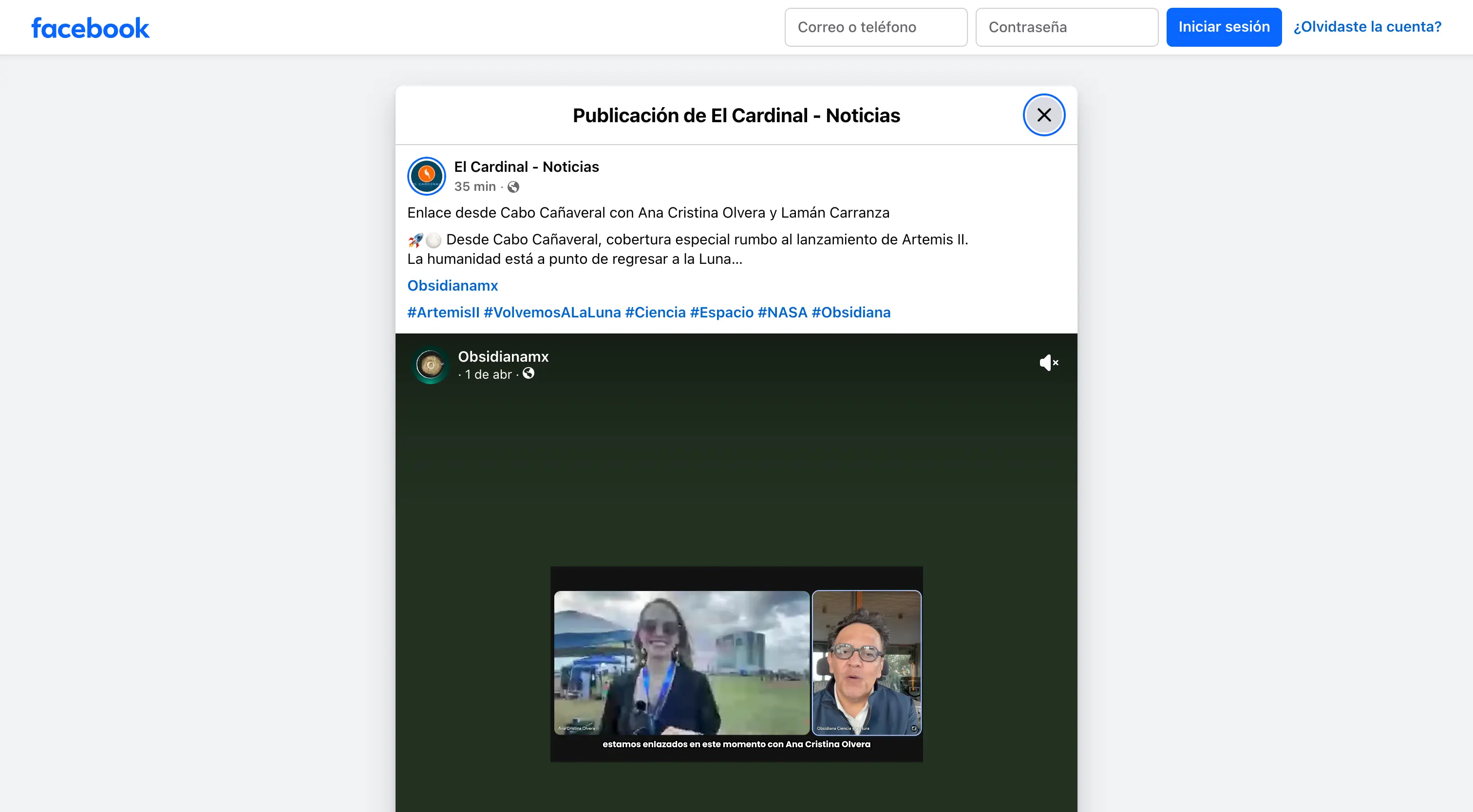 Enlace desde Cabo Cañaveral con Ana Cristina Olvera y Lamán Carranza