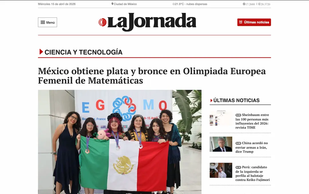 México obtiene plata y bronce en Olimpiada Europea Femenil de Matemáticas