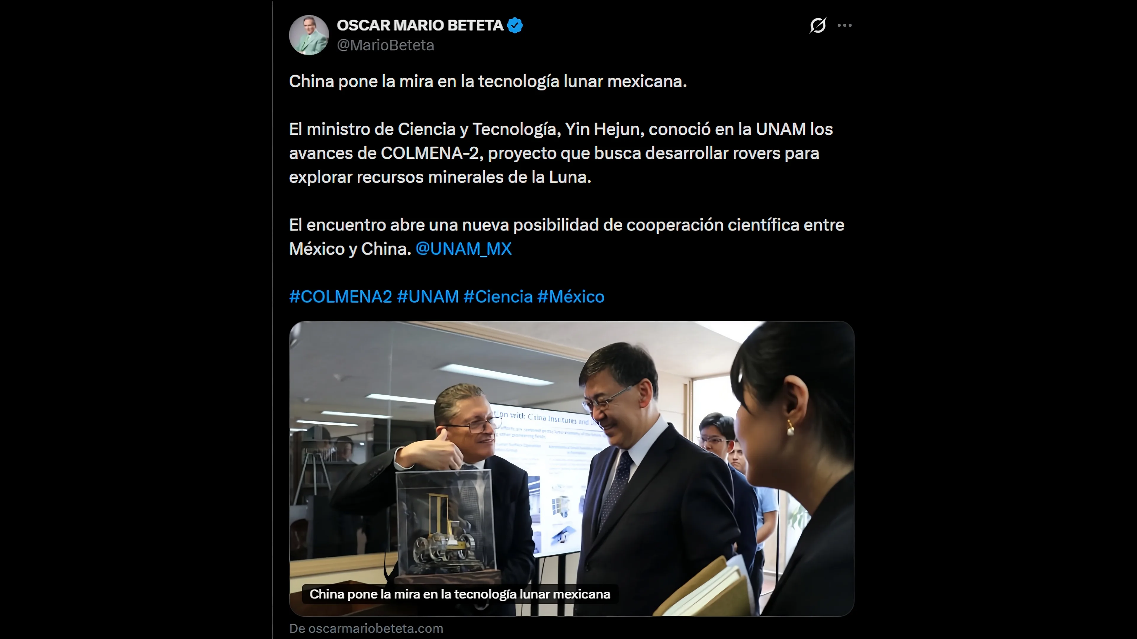 China pone la mira en la tecnología lunar mexicana