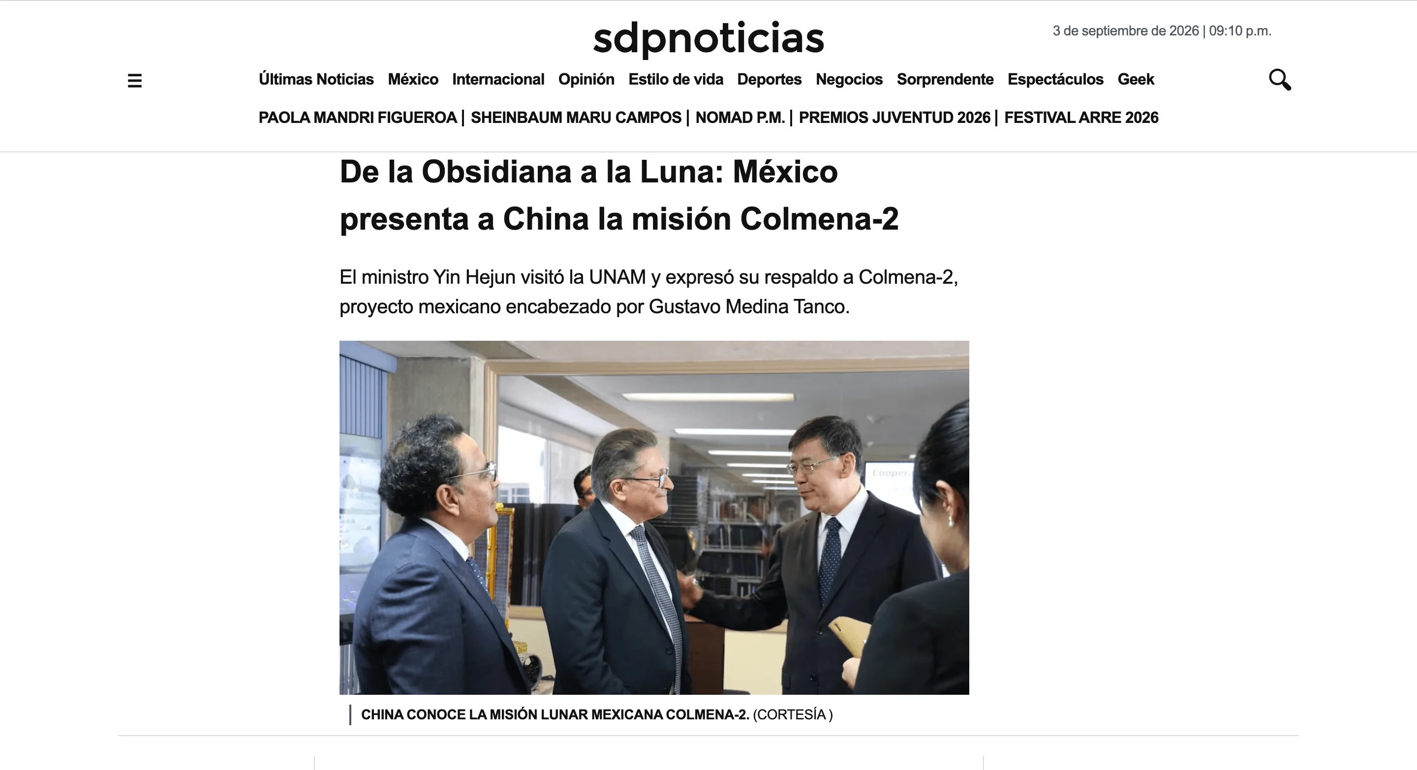 De la Obsidiana a la Luna: México presenta a China la misión Colmena-2